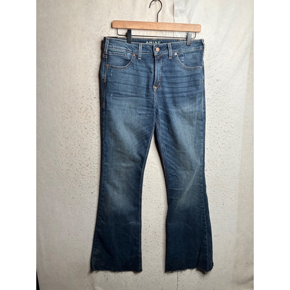 Ariat Denim High Rise Flare Jeans Premium Italian Denim Medium Wash 30R 8887